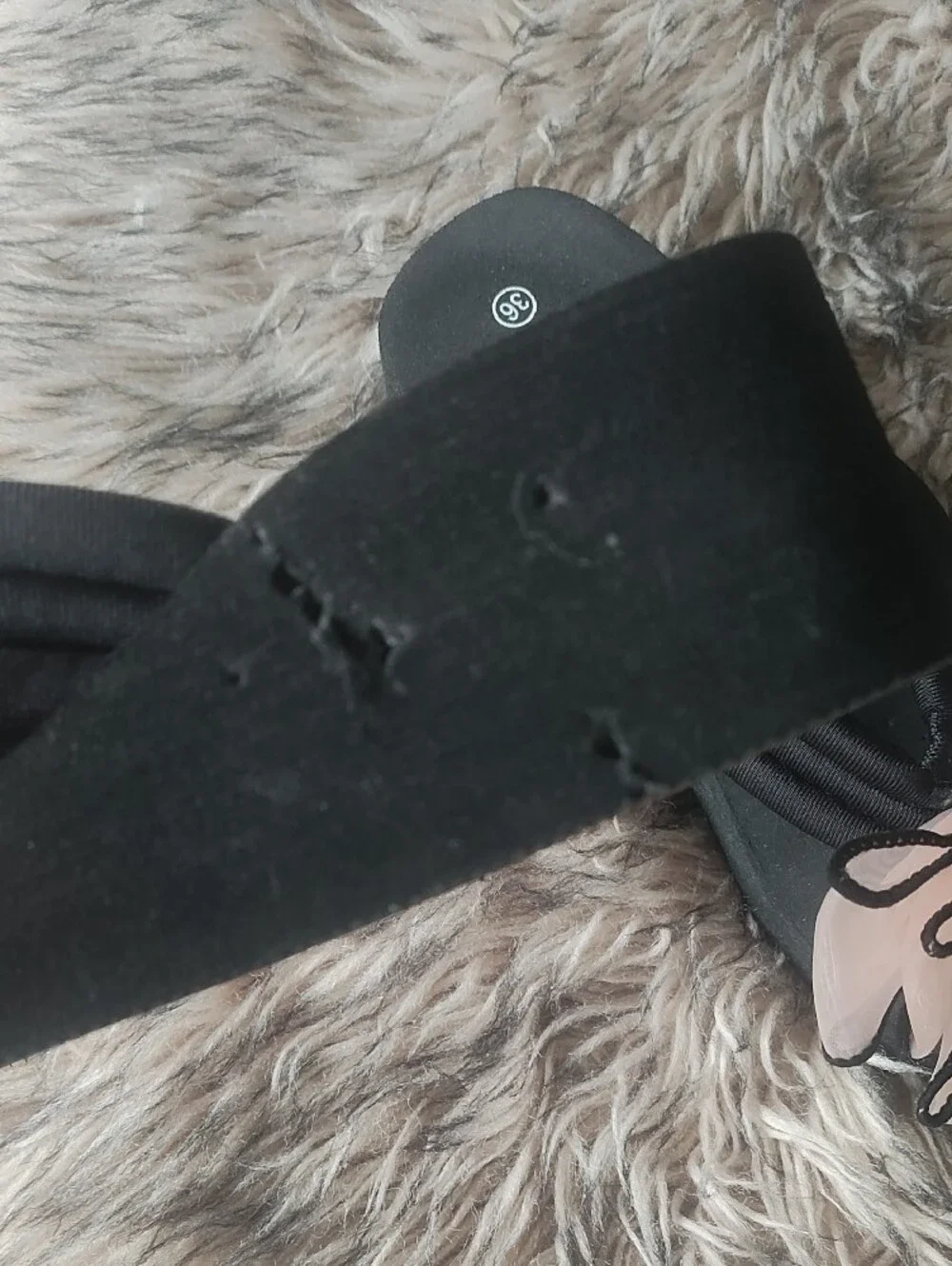 Black Slide Sandals with Pink Bow Accent